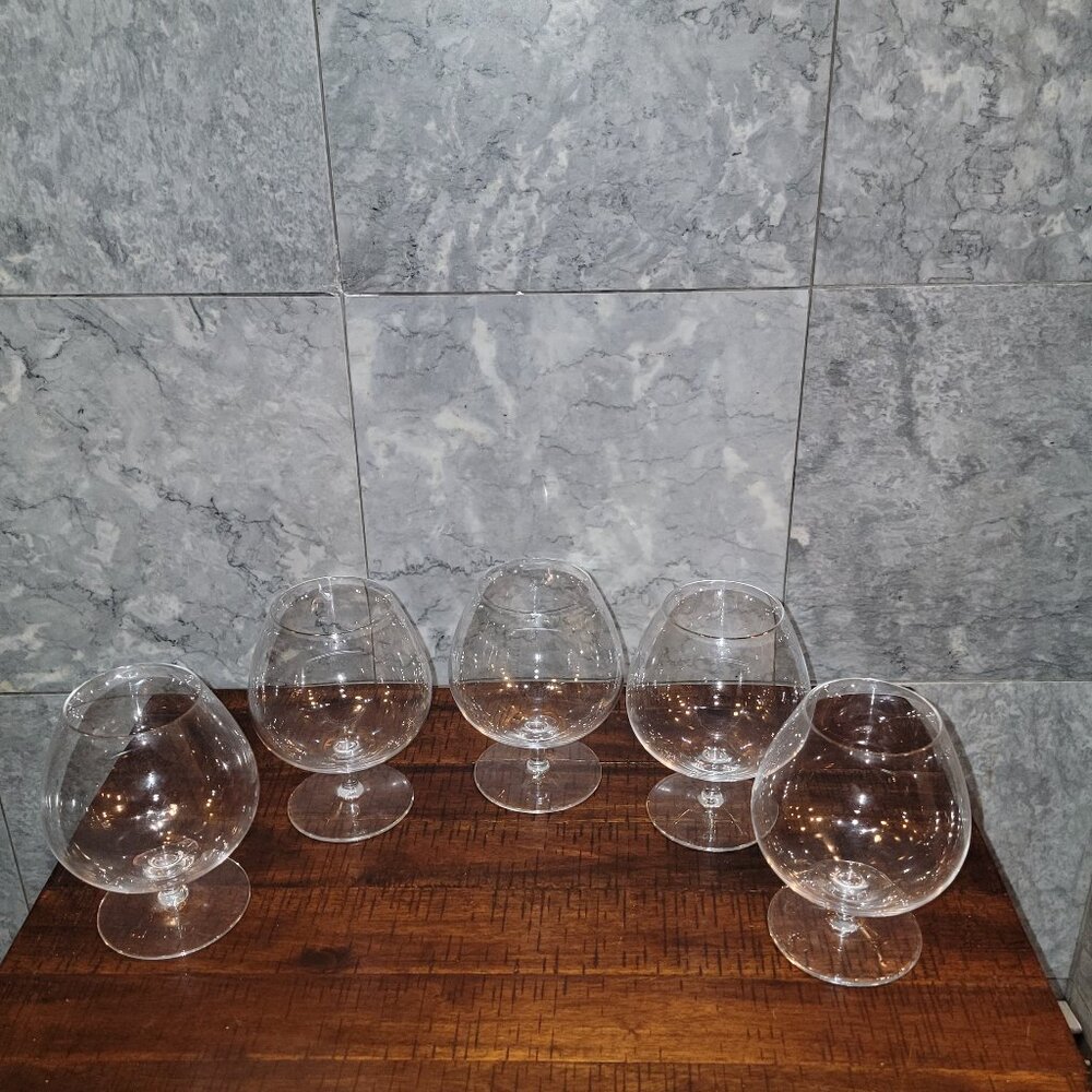 Lg Vintage Crystal Brandy Snifters, 5.5" Tall 4.5" at Widest Point EUC Set of 5
